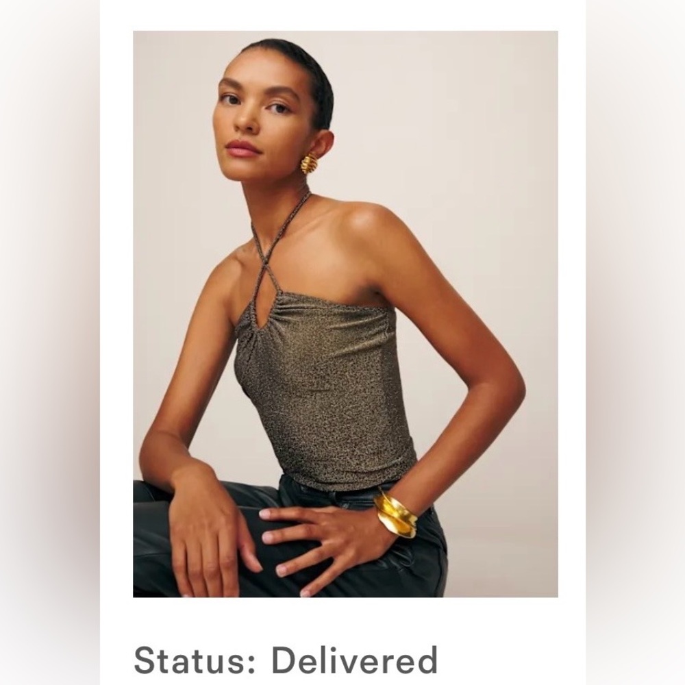 Reformation Anders Knit Top Gold - Size XL